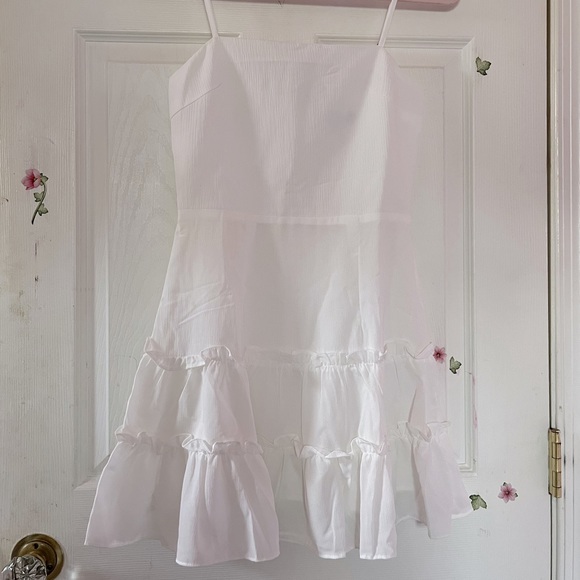 Oh Polly White Dress with Ruffles - Picture 2 of 4